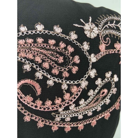 Nine West Dress Black Floral Embroidered Paisley Whimsigoth Fairy Witch Size 8 - Picture 9 of 10